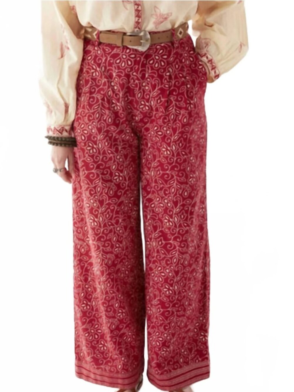 Maison Hotel Women's Red and White Trousers